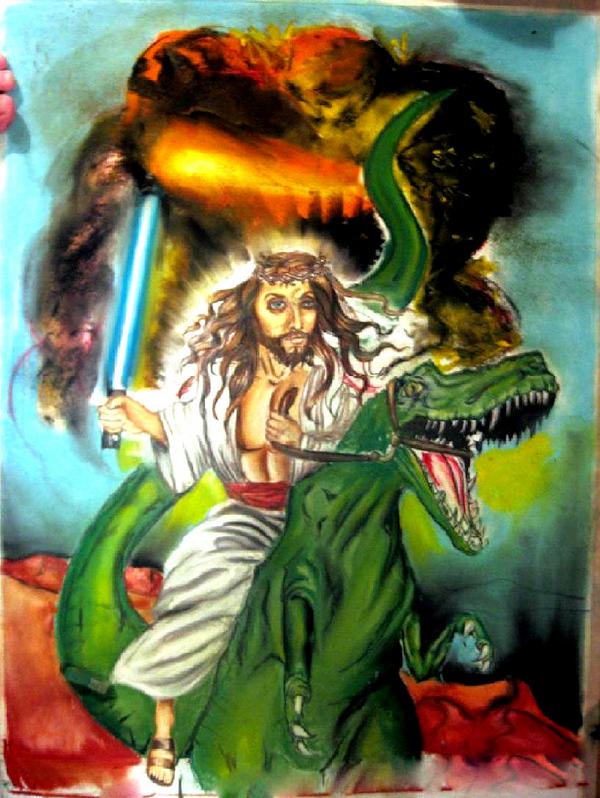 Bilder-Thread jesus riding a dinosaur by angelazilla