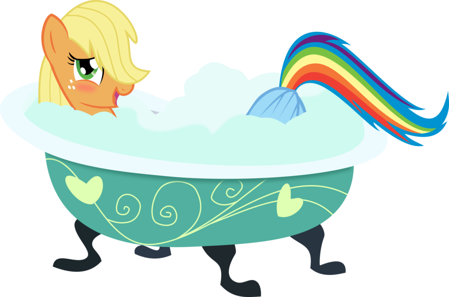 applejack and rainbow dash take a bath b
