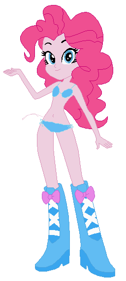 eg pinkie pie in a blue bikini and her b