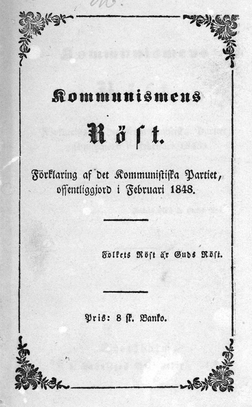 Kommunistisches Manifest schwedische Aus