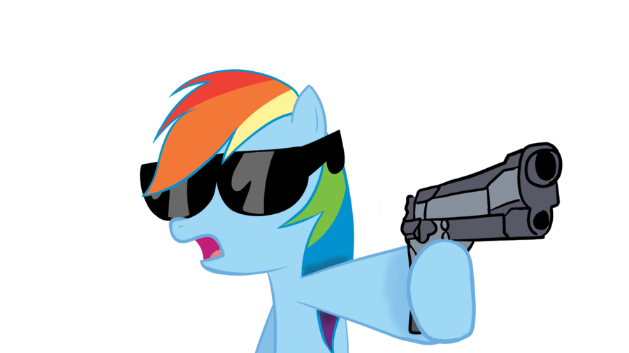rainbow dash holding a gun by cipherpie-