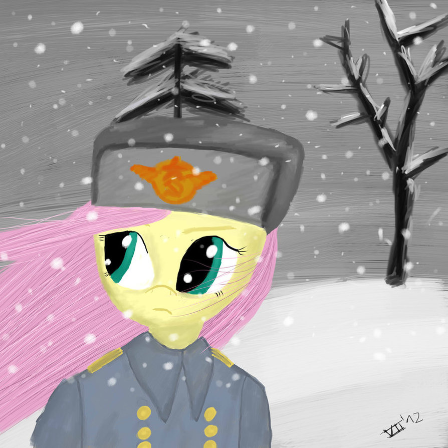 soviet fluttershy in snow by thatseven-d