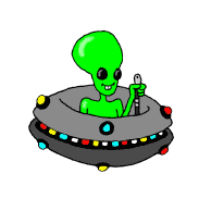 Green-animated-alien-flying-Unidentified