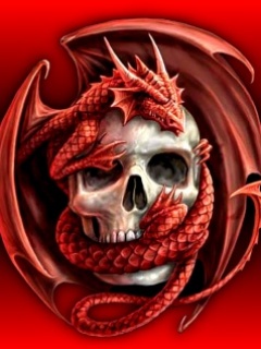 red dragon and skull