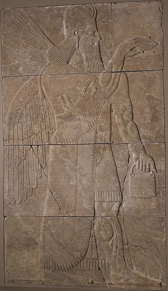 347px-Assyrian - Relief with Winged Geni