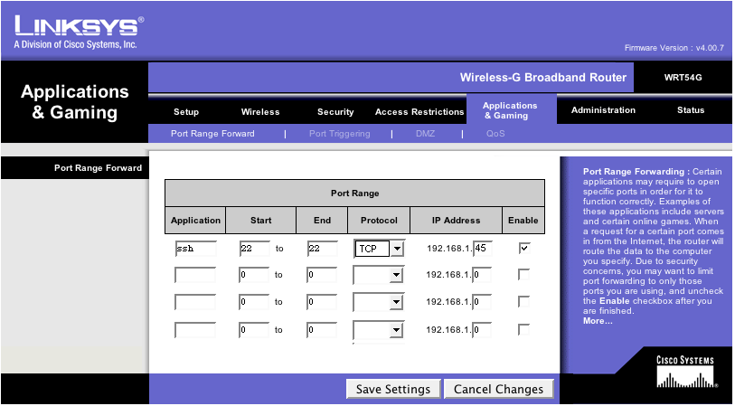 linksys portforward add