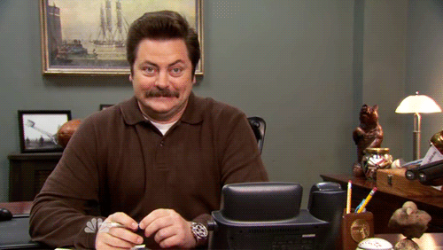 Ron-Swanson-Excited-In-The-Office-On-Par