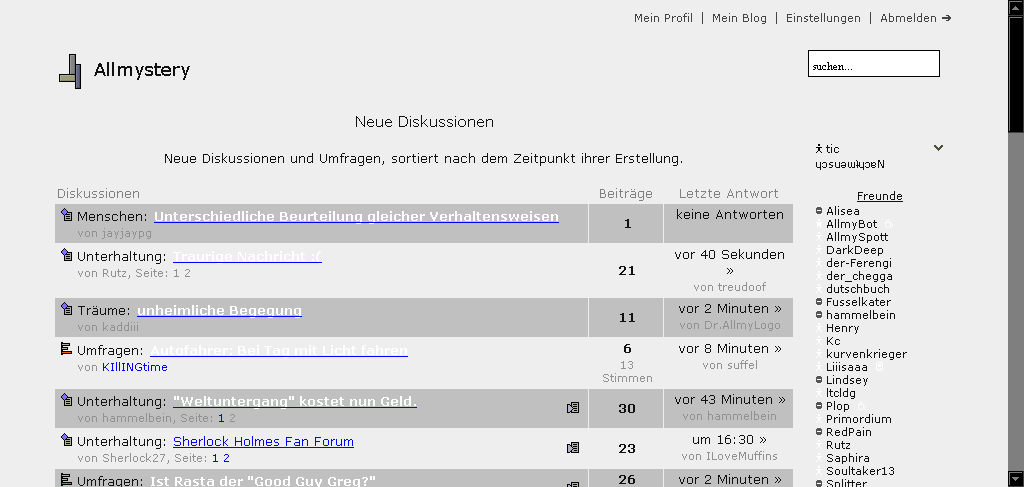 d6b581 Neue Diskussionen  Allmystery