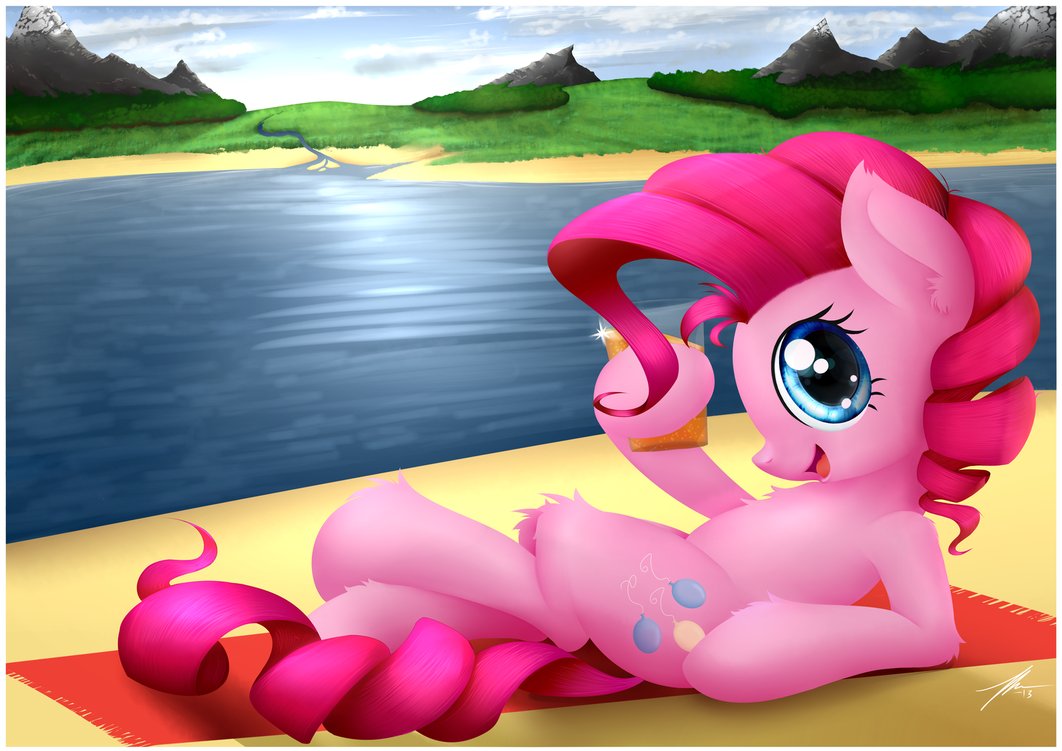 pinkie pie at the lake  by wreky-d5rpksf