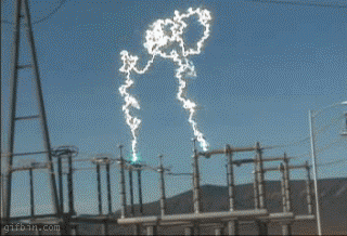 electricity arcing at a substation  1740