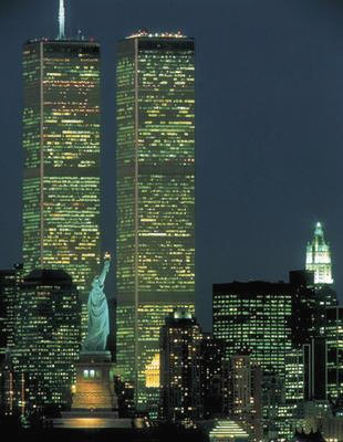 world trade center with statue of libert