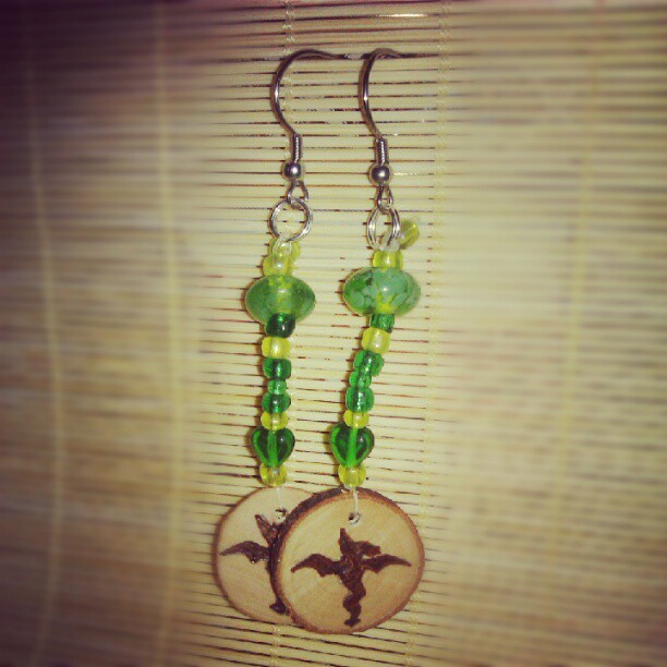 pyrography earrings   dragon   by cicero