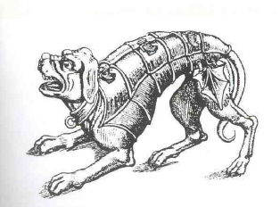 Gepanzerter doggenartiger Hund um 1450