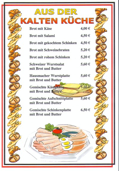 abendkarte kalte kuche