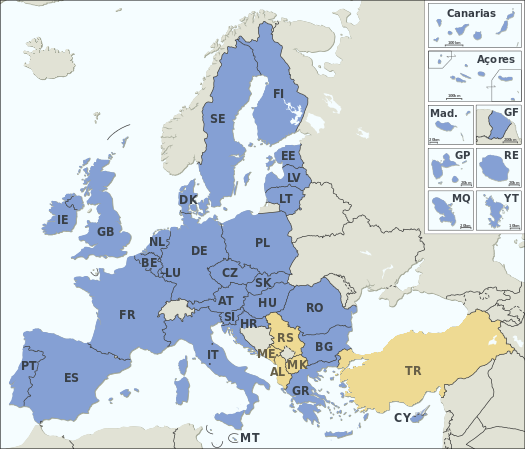525px EU Member states and Candidate cou