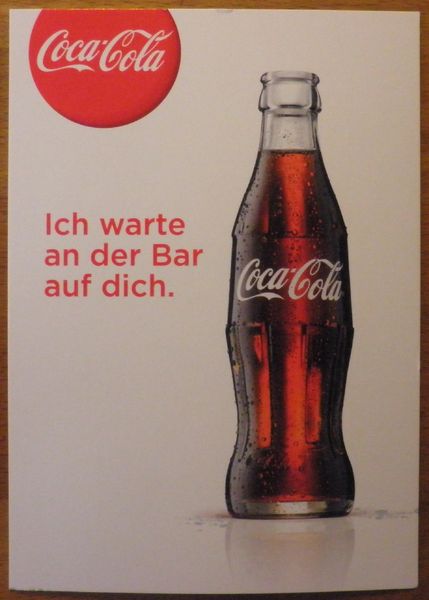 coca cola postkarte ich warte an der bar