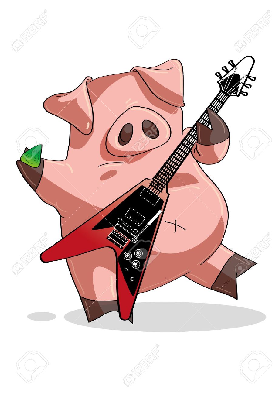 11487874-rock-and-roll-pig-playing-a-gui
