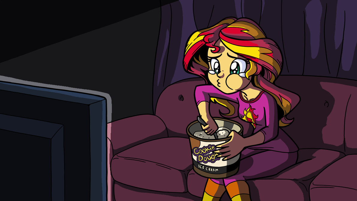 sunset watching her romcoms by latecusto