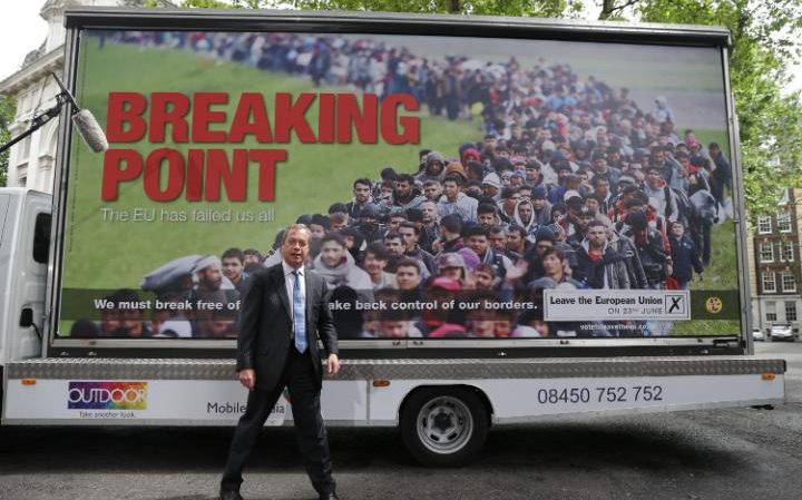 Farage addresses the media during a nati