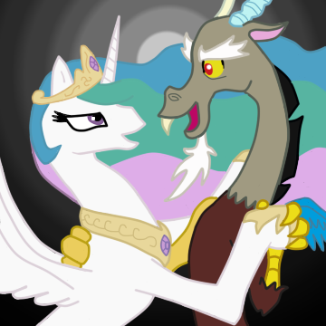 discord and celestia dancing by shinobif