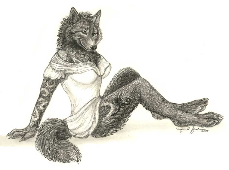 werewolf femme pinup by foxfeather248