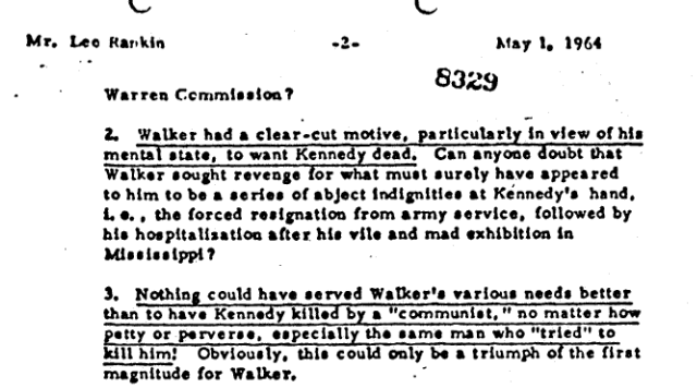 Letter to WC Rankin re Walker Oswald din