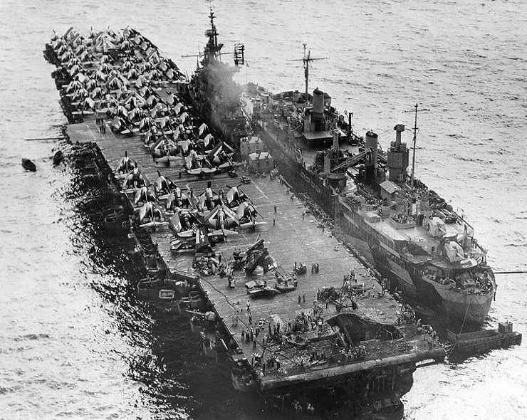 USS Randolph 28CV-1529 under repair