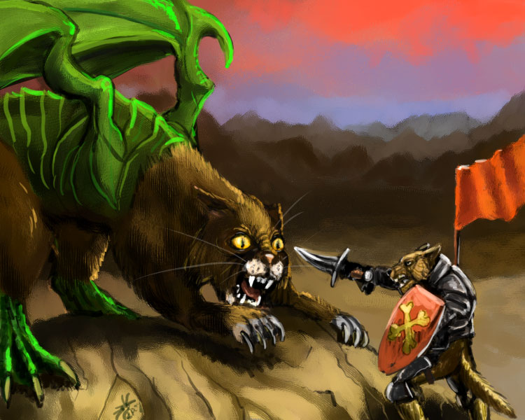 Bilder-Thread Cat dragon versus dog knight by Crowsroc