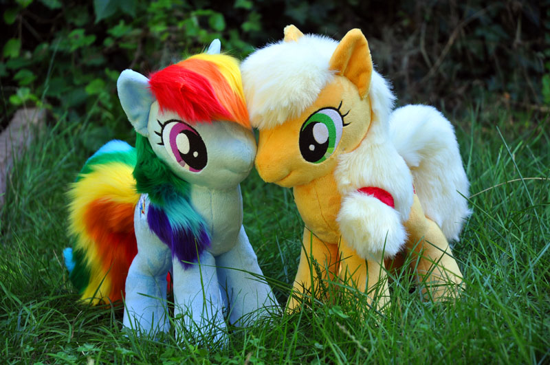 applejack and rainbow dash plushies by s