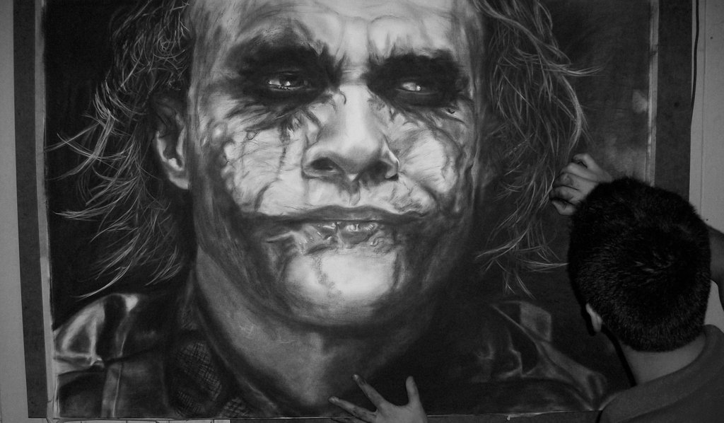 the joker   heath ledger by schoerart-d5