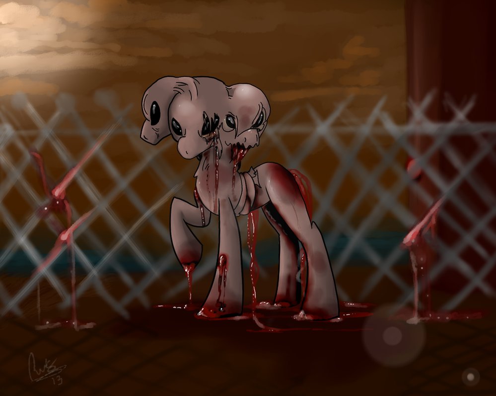 trihead pony creature  morbid grimdark  