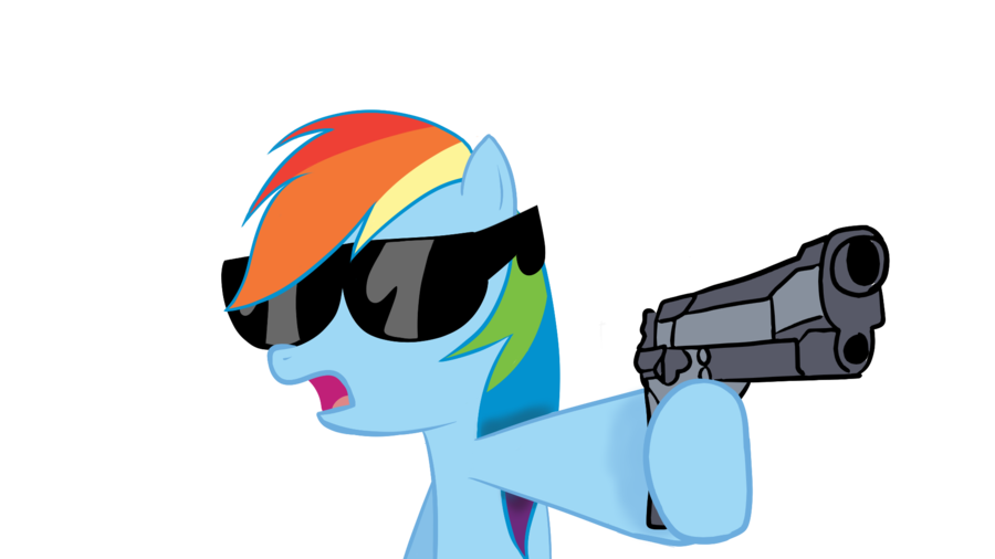 t5528d4 rainbow dash holding a gun by ci