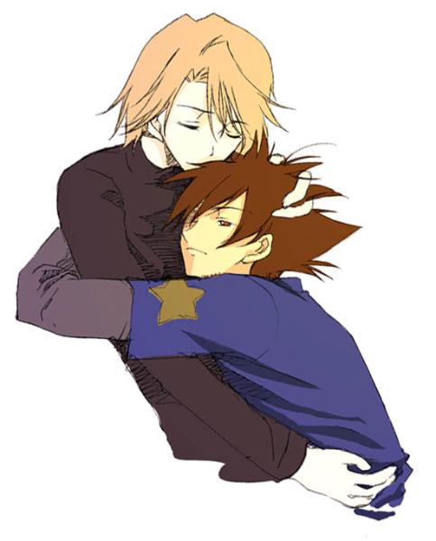 53403 - brown hair digimon hair grab hug