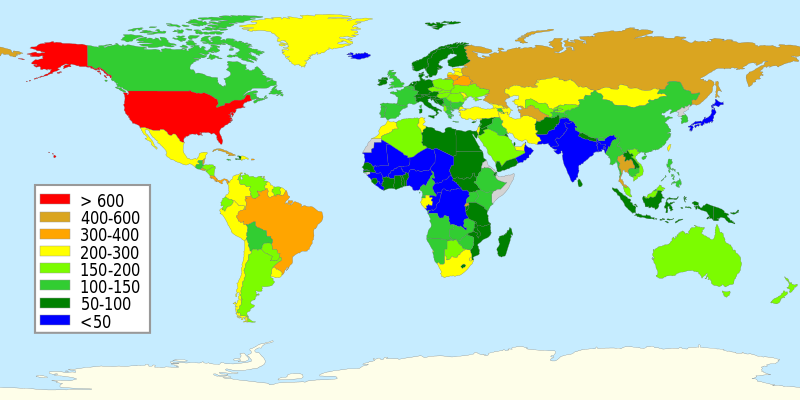 800px Prisoner population rate world map