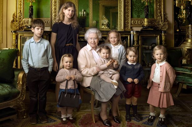 Queen Elizabeth II with her five great g