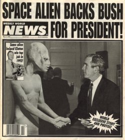 space alien backs bush for president