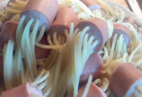 spaghetti sausages