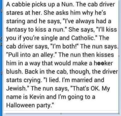 A nun and a cabbie