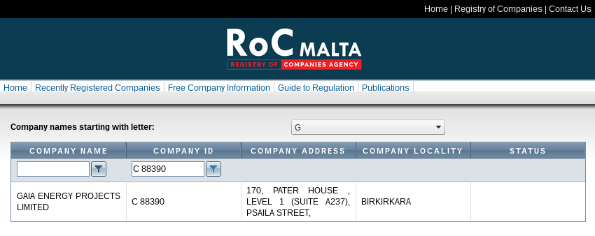 b0fda8db6c586b0e RoC Malta GAIA Energy Projects Ltd
