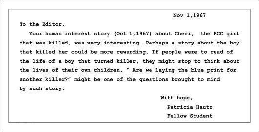 The Zodiac Killer Patricia Hautz Letter