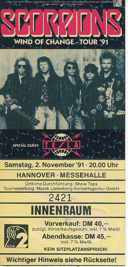 Scorpions Tesla 1991