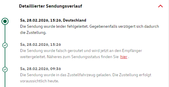 01.03.2026 Fehlleitung