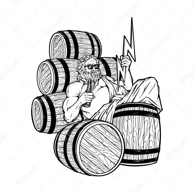 fat-zeus-drinking-beer-illustration 7883