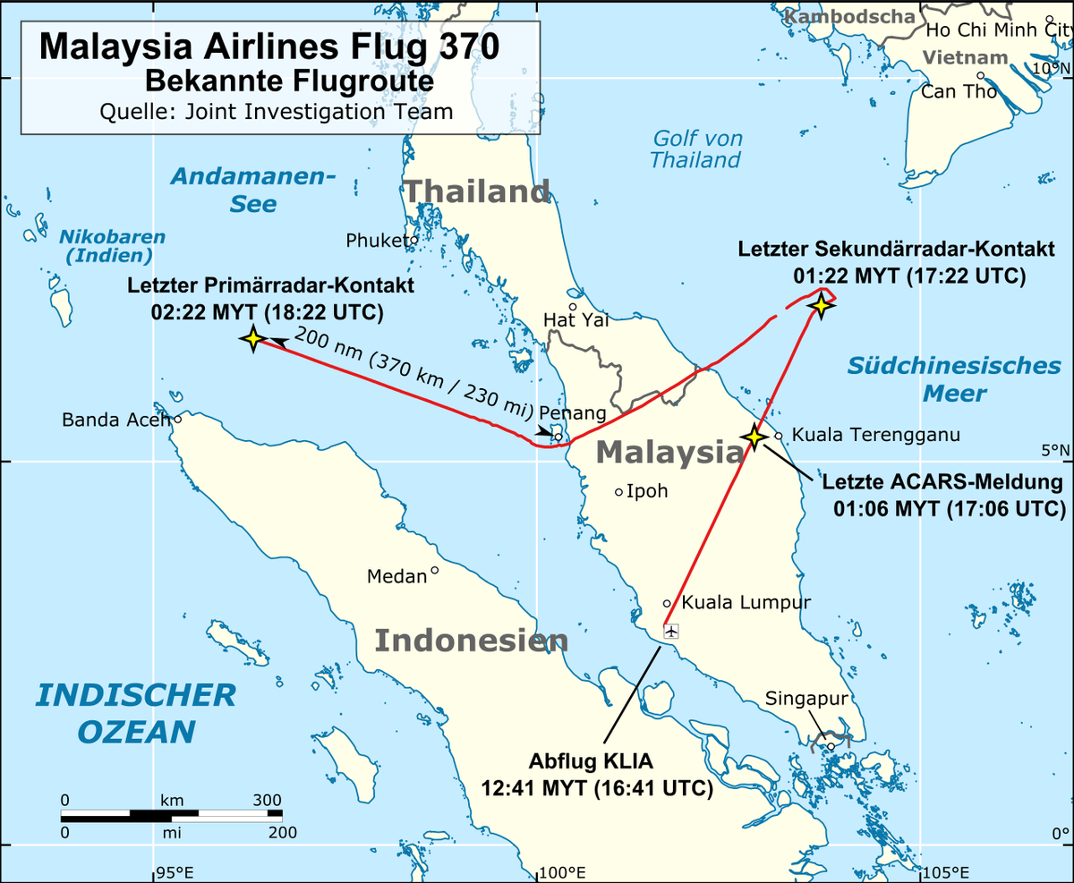 Malaysia Airlines Flight 370 Known Fligh
