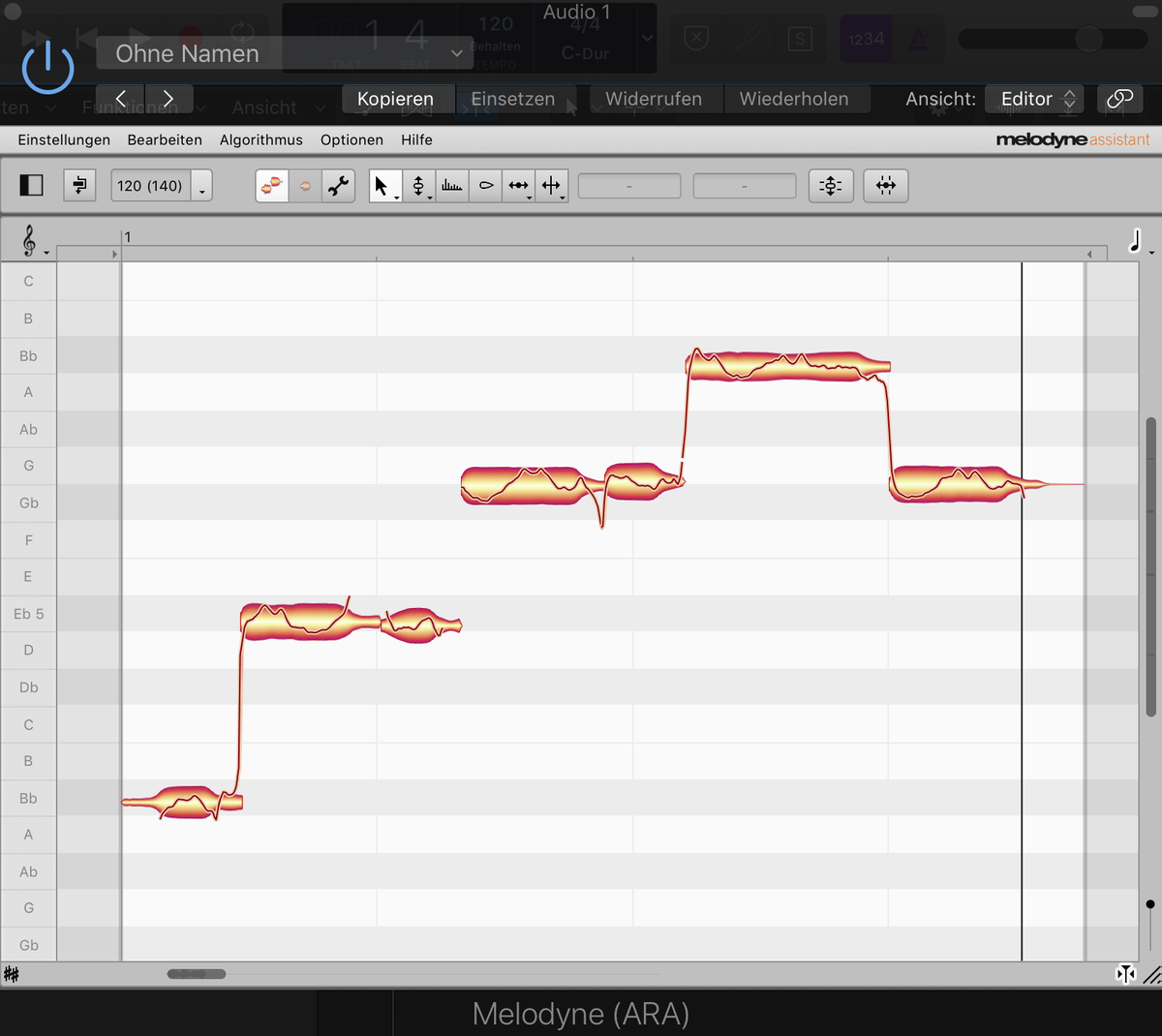 Ttertonfolge melodyne