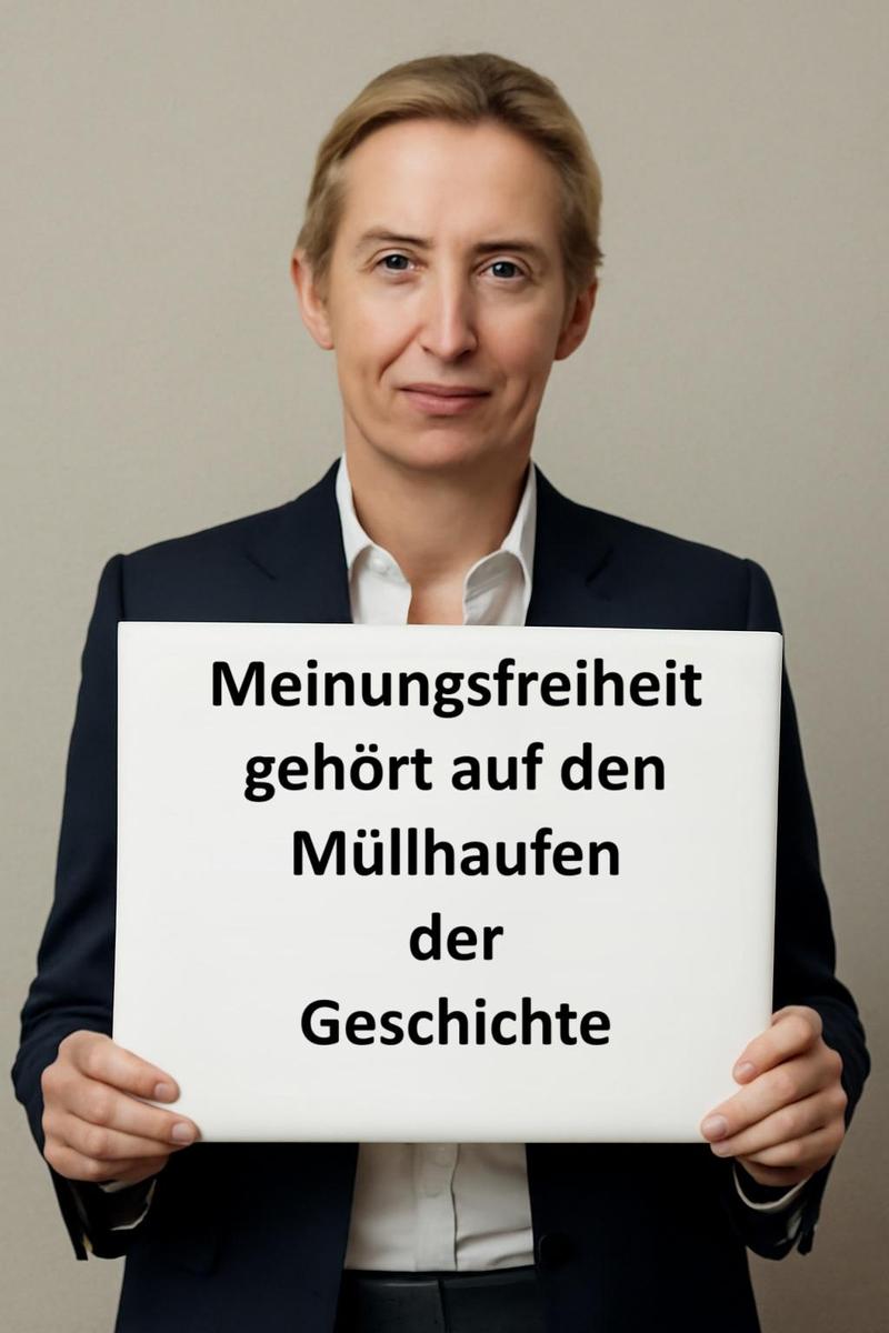 Weidel Schild Meinungsfreiheit