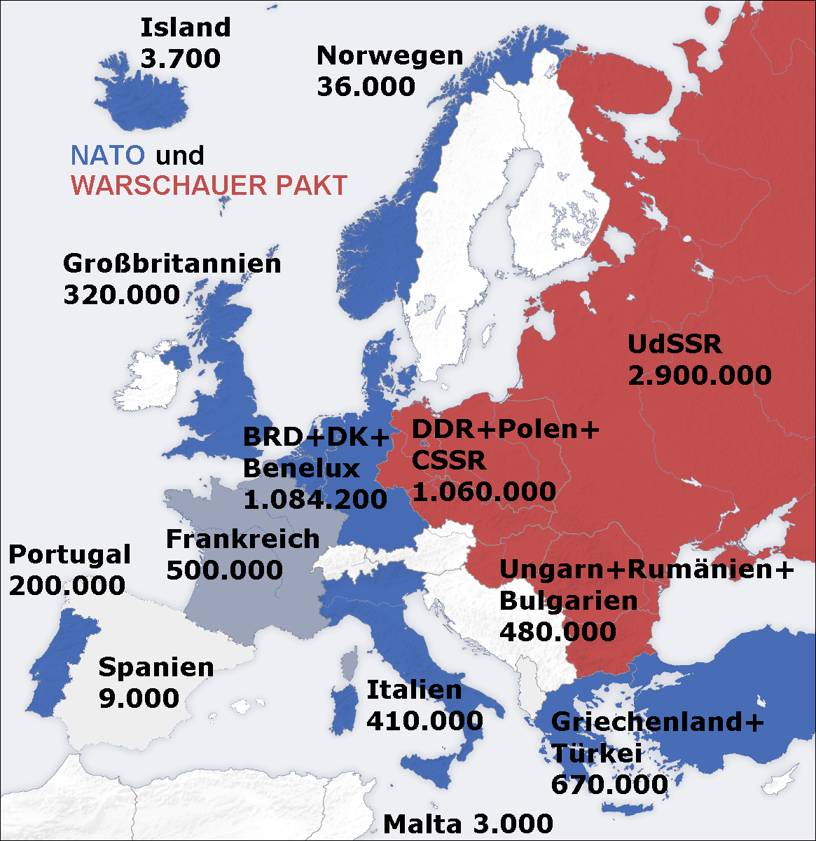 NATO und Warschauer Pakt - Truppenstaerk