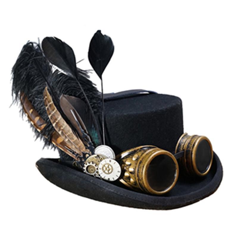 10-CM-Schwarz-Wolle-DIY-Fedora-Steampunk