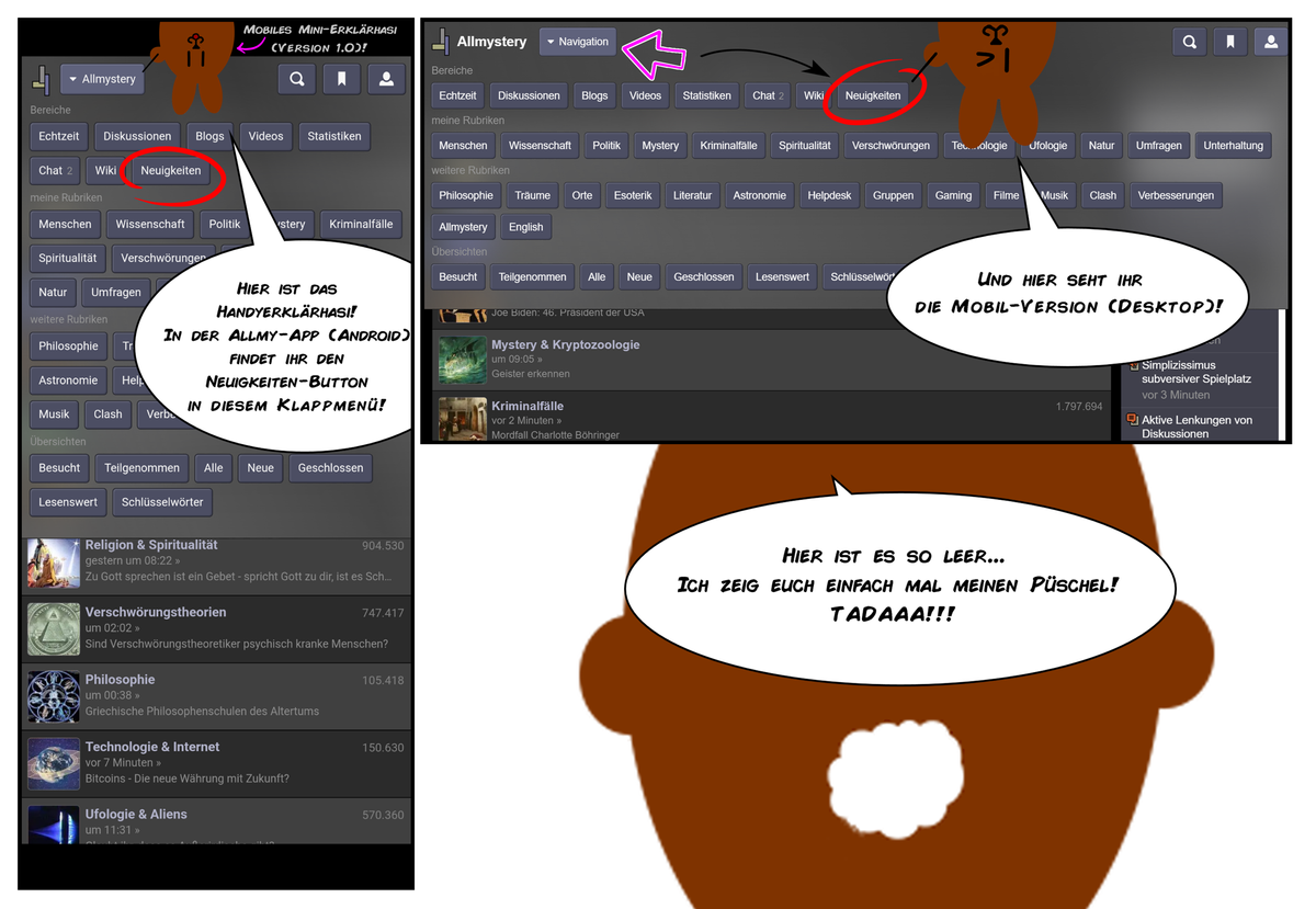 Nachrichtenbutton Mobile Versionen