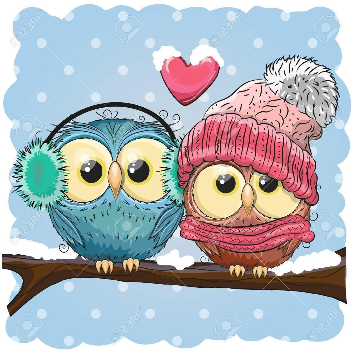 88211520-two-cute-drawn-owls-sits-on-a-b